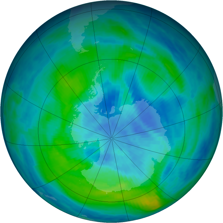 Antarctic ozone map for 18 March 1985